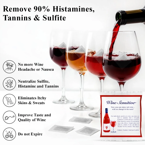 Wine Sensitive Natural Wine Purifier Filters Remove Sulfite Tannin – 10 Packets (180 Sachets) - Image 2