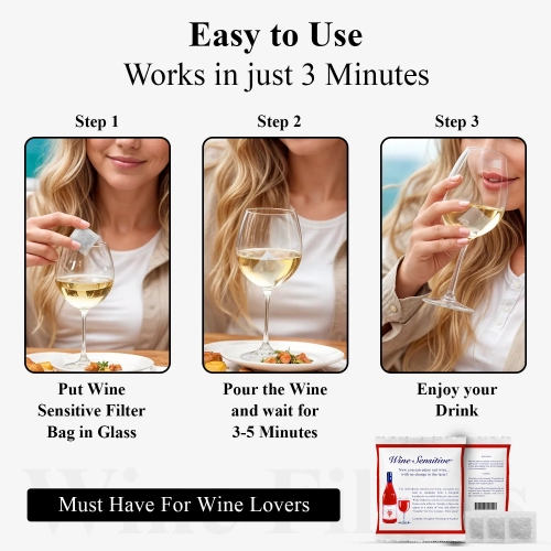 Wine Sensitive Natural Wine Purifier Filters Remove Sulfite Tannin – 10 Packets (180 Sachets) - Image 4